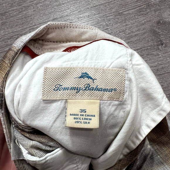 Tommy Bahama Shorts Mens 35 Beige Plaid Linen Silk Blend Preppy Golf Golfer - Picture 6 of 11